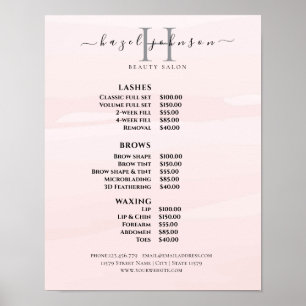 Modern Elegant Skönhetssalong Prislista Poster