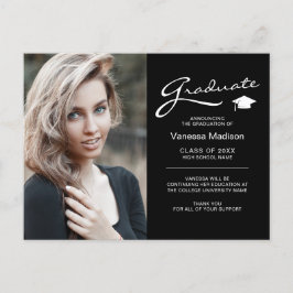 Modern Elegant Skrift 2 Sidor Foto Examen Vykort