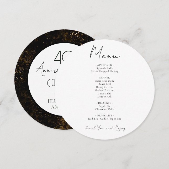 Modern Elegant Skrift 40-års bröllopsjubileum  Meny (Fram/baksida)