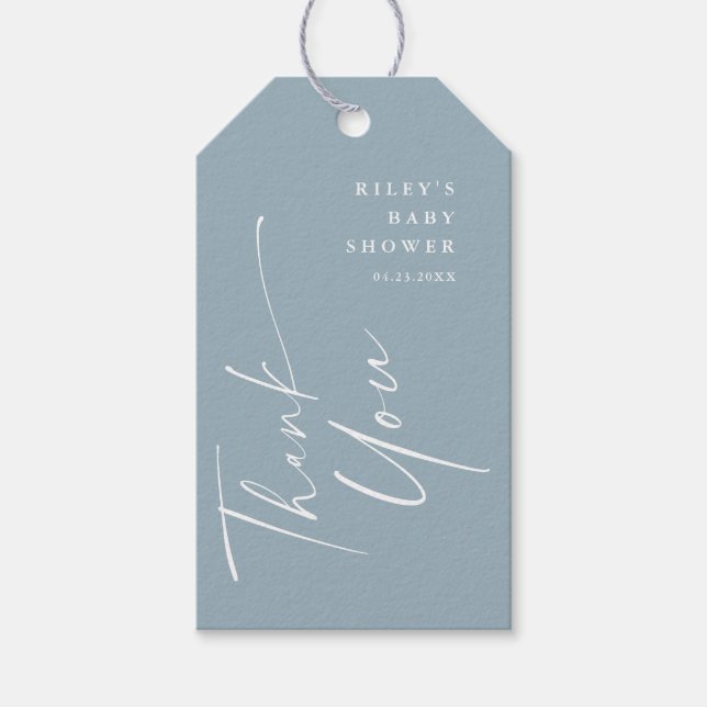 Modern Elegant Skrift Baby Shower Tackkort Presentetikett (Framsidan)