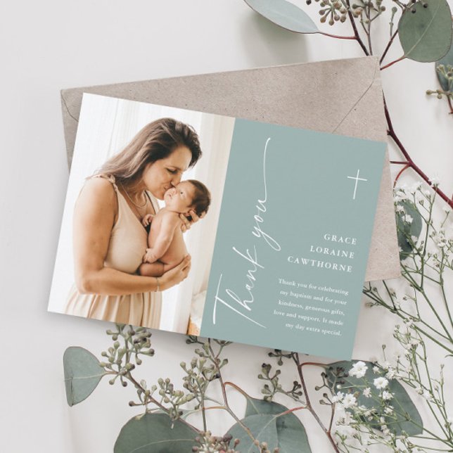 Modern Elegant Skrift Foto Dop Tack Kort (Skapare uppladdad)