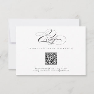 Modern Elegant Skrift Klassisk QR-kod Bröllop RSVP OSA Kort