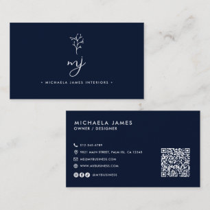Modern Elegant Skrift Monogram QR-kod Visitkort
