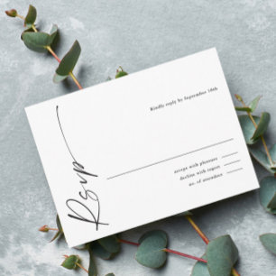Modern Elegant Skrift Svart och Vitt Bröllop RSVP Tilläggskort