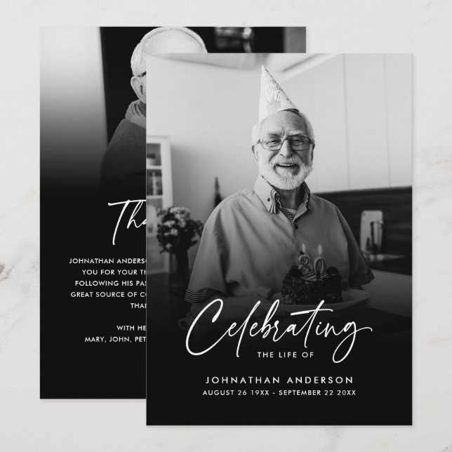 Modern Elegant-skript 2-fotofilm/minnesbild Tack Kort (Fram/baksida)