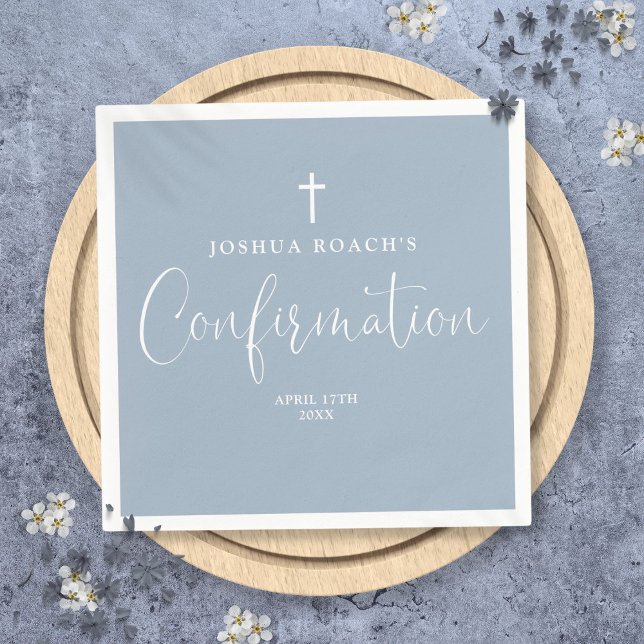 Modern Elegant-skript - blå bekräftelse Pappersservett (Modern Elegant Script Dusty Blue Confirmation Napkins)