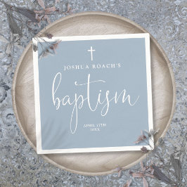 Modern Elegant-skript, dusty Blue Baptism Pappersservett