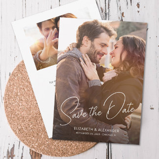 Modern Elegant-skript - enkelt foto Spara Datumet