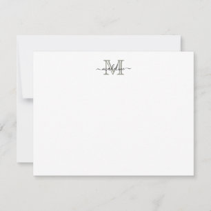 Modern Elegant-skript Evergreen Fog Monogram Anteckningskort