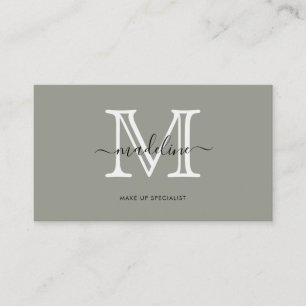 Modern Elegant-skript Evergreen Fog Monogram Busin Visitkort