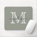 Modern Elegant-skript Evergreen Fog Monogram Musmatta<br><div class="desc">Modern Elegant-skript Evergreen Fog Monogram Mouse Pad</div>