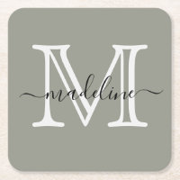 Modern Elegant-skript Evergreen Fog Monogram