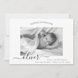 Modern Elegant Skript Foto Collage Ny Bebis Födels Meddelande