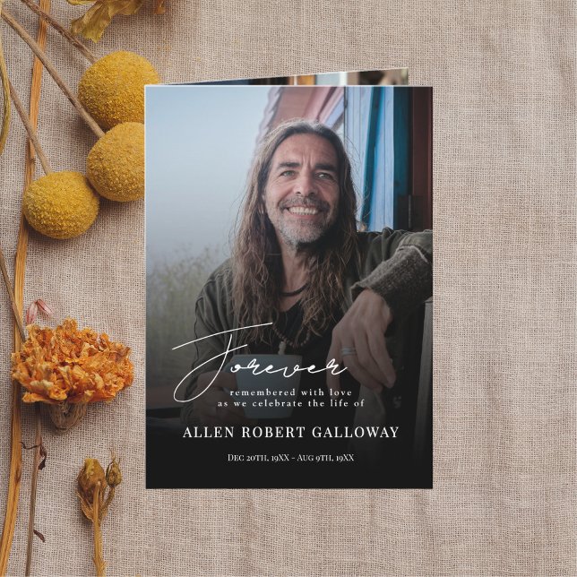 Modern Elegant-skript Foto-mappat begravningsprogr Program (Skapare uppladdad)