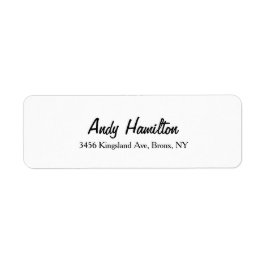 Modern Elegant, skript, Kreativet Plain Black Whit Returadress Etikett