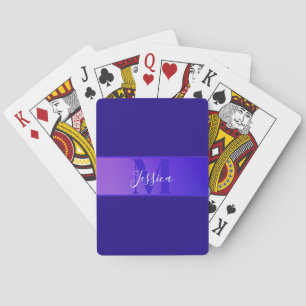 Modern Elegant Skript Namn & Monogram Ombre Lila Casinokort