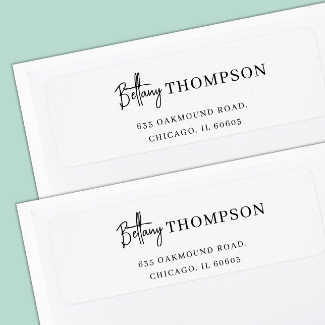 Modern Elegant-skript och typografi-monogram Returadress Etikett (Skapare uppladdad)