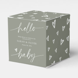 Modern Elegant Skript Stilig Grön Babyfirande Presentaskar