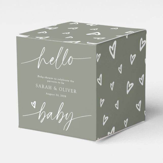 Modern Elegant Skript Stilig Grön Babyfirande Presentaskar (Framsidan Sidan)