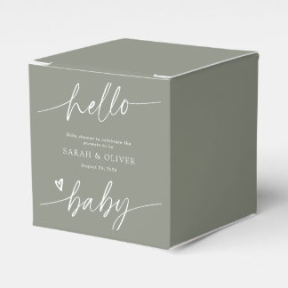 Modern Elegant Skript Stilig Grön Bebis Shower Presentaskar