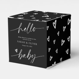 Modern Elegant Skript Svart & Vit Bebis Bebisfest Presentaskar