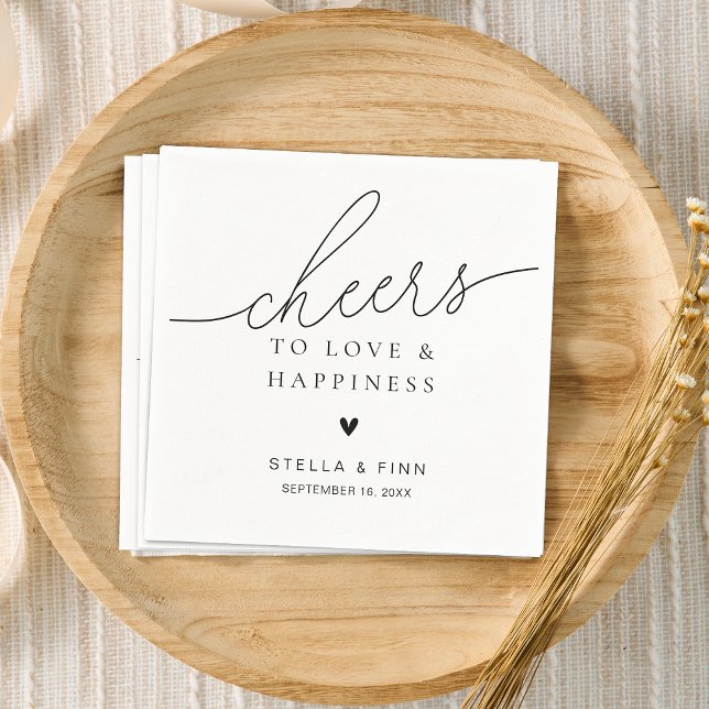 Modern Elegant Skript Toast Bröllop Pappersservett (Modern Elegant Script Cheers Wedding Napkins)