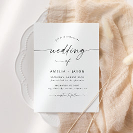 Modern Elegant Skriptbröllop - inbjudan