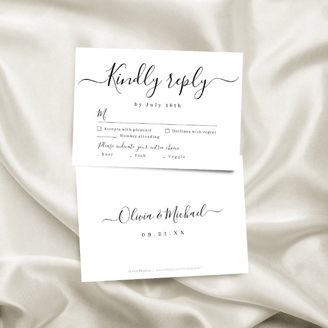 Modern elegant-skriptbröllop OSA Kort (Modern simple elegant script wedding RSVP)