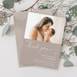 Modern Elegant-skriptfotobaptism - tack för ditt k Inbjudningar