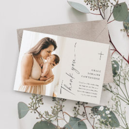 Modern Elegant-skriptfotobaptism - tack för ditt k Inbjudningar