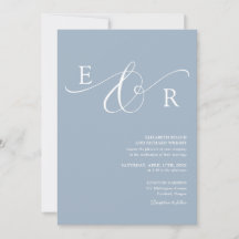 Modern Elegant Skriptmonogram Damblå Bröllop