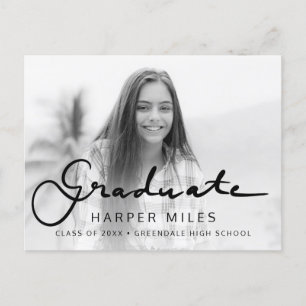 Modern elegant-skriptövertoning studenten-fotopo vykort