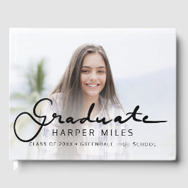 Modern elegant-skriptövertoning studenten gästböcker