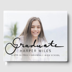 Modern elegant-skriptövertoning studenten gästböcker