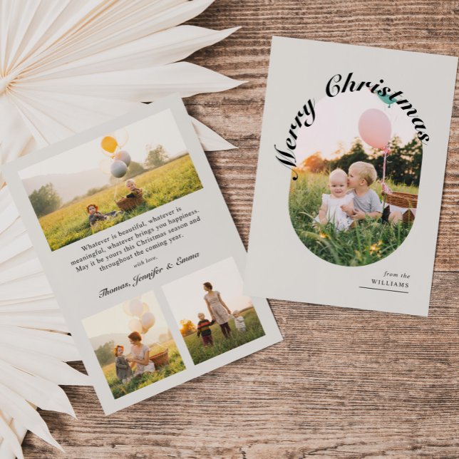 Modern Elegant Skripttypsbild Oval Photo Julkort (Skapare uppladdad)