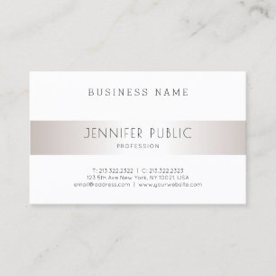 Modern Elegant Sleek Design Trendig Silver Plain Visitkort