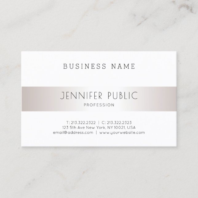 Modern Elegant Sleek Design Trendig Silver Plain Visitkort (Framsida)