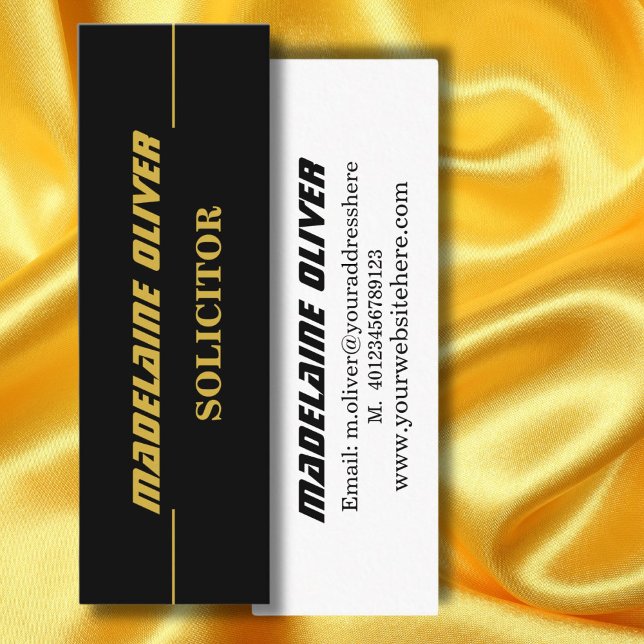 Modern Elegant Sleek Solicitor Professionell Black Mini Visitkort (Skapare uppladdad)