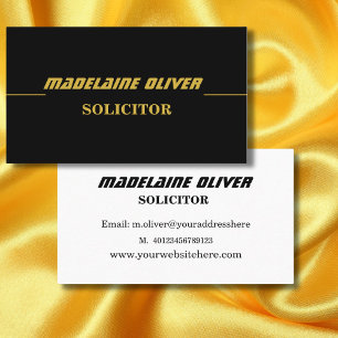 Modern Elegant Sleek Solicitor Professionell Black Visitkort