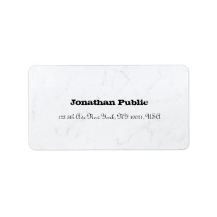 Modern Elegant Sleek White Marble Plain Adress Adressetikett