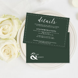 Modern Elegant Smaragdgrön Kant Script Bröllop Tilläggskort