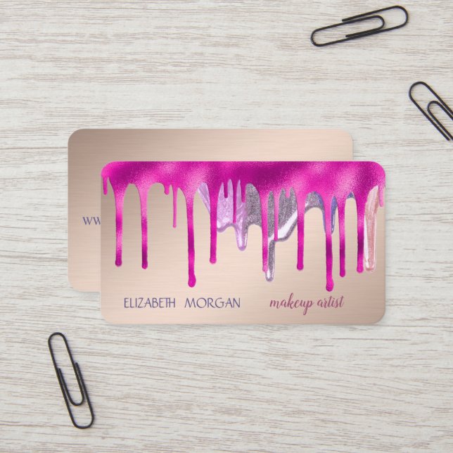 Modern Elegant, Sminkartist, Drips Visitkort (Fram/Back In Situ)