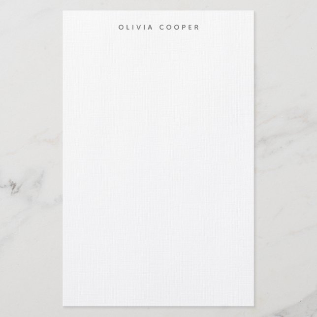 Modern Elegant Smokey Grått Personal Stationery Brevpapper (Framsida)