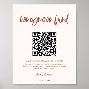Modern elegant snö rosa Honeymoon-fond QR-kod Poster