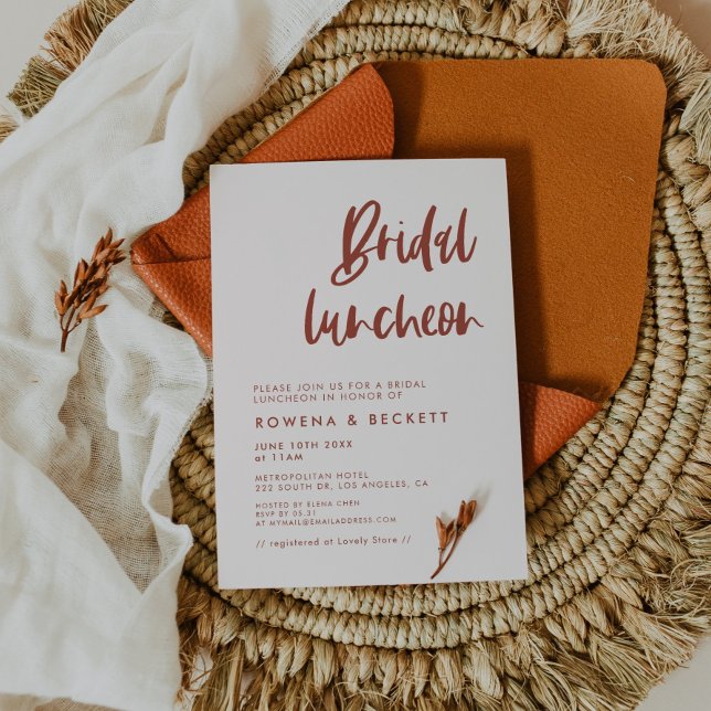 Modern elegant snö rosa Möhippa luncheon Inbjudningar (Skapare uppladdad)