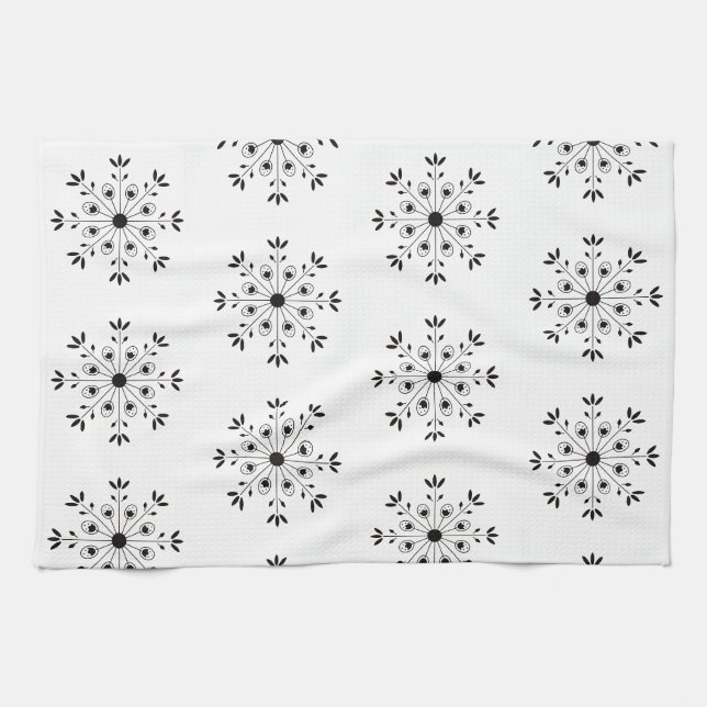 Modern Elegant Snöflinga Jul Enkel Kökshandduk (Horisontell)