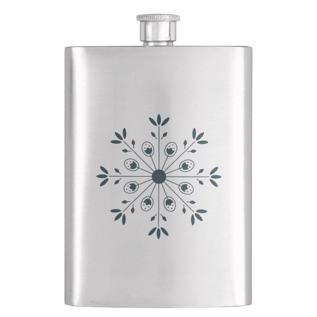 Modern Elegant Snöflinga Teal Kolv Fickplunta (Framsidan)