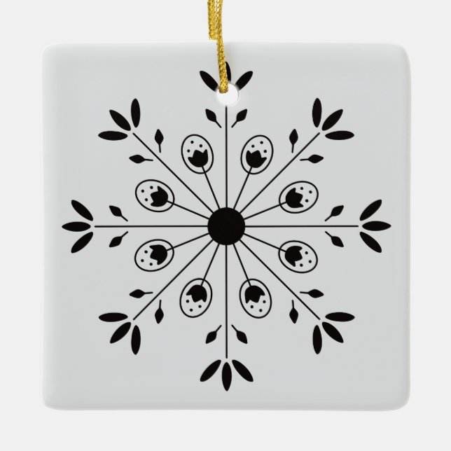 Modern Elegant Snowflake Christmas  Julgransprydnad Keramik (Framsida)
