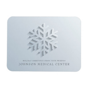 Modern Elegant Snowflake Medial Holiday Greetings Magnet