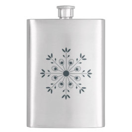 Modern Elegant Snowflake Teal Flask Fickplunta